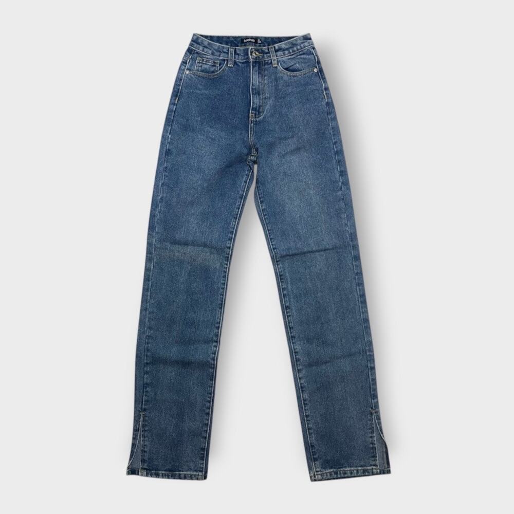 Boohoo Women's Jeans Blue High Waist Straight Denim Size 4